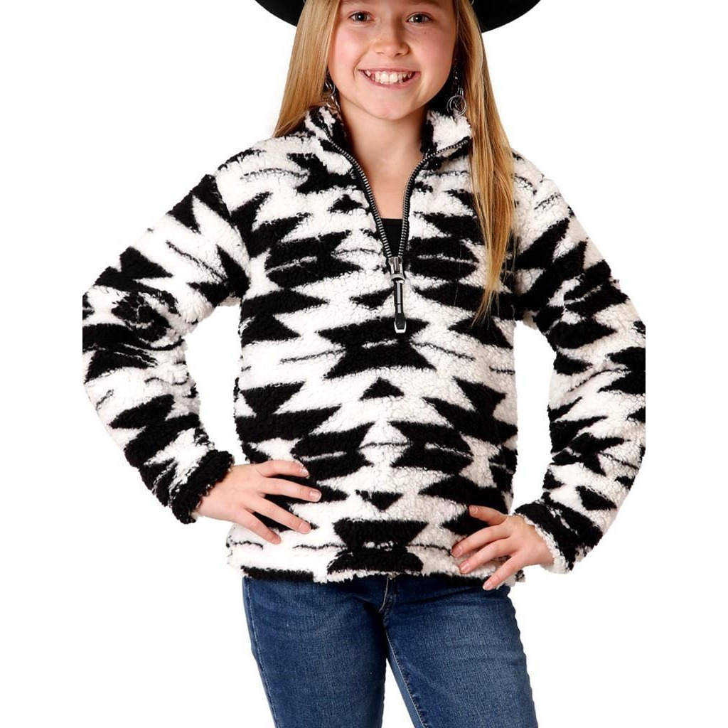 Roper Western Sweatshirt Girls 1/4 Zip Black 03-298-0250-6172 BL
