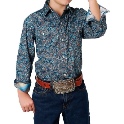 Roper Western Shirt Boys L/S Canyon Paisley Blue 03-030-0225-6005 BU 