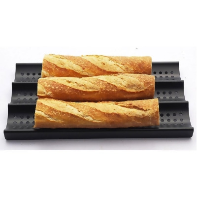 Zenport Bread Pan 3-Loaf Perforated Nonstick 16 x 9 Black 870002 