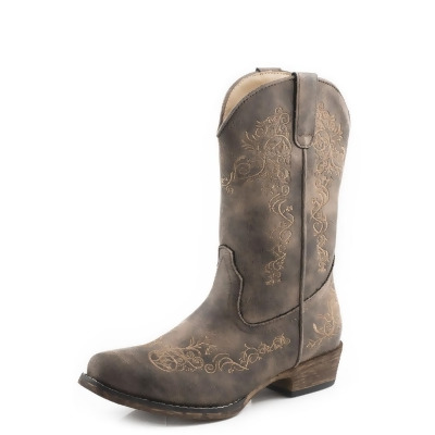 Roper Western Boots Girls Riley Scroll Brown 09-018-1566-2494 BR 