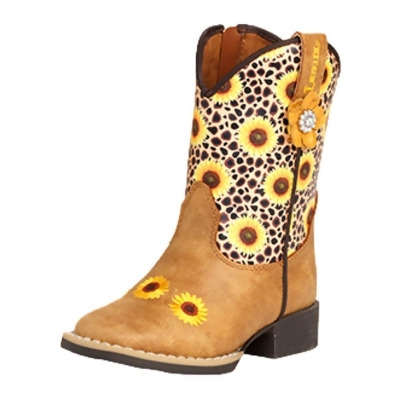 Twister Western Boots Girls Sunnie Sunflowers Square Toe Tan 4448008 