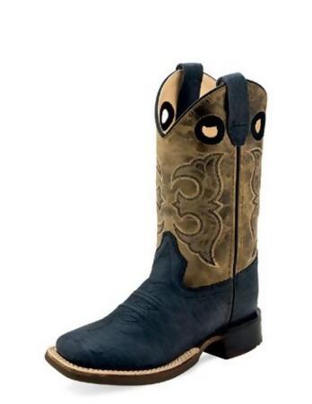 Old West Western Boots Boys Leather Welt Black Cactus Brown BSC1966 