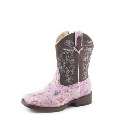 Roper Western Boots Girls Glitter Flowers Pink 09-017-1901-2987 PI 
