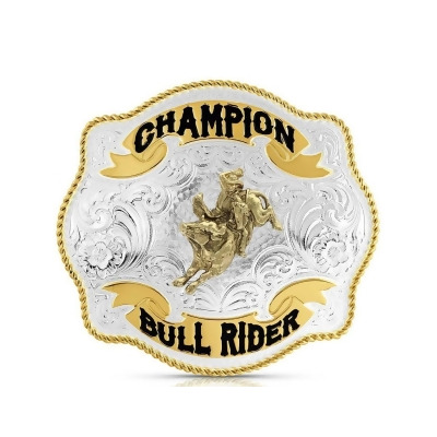 Montana Silversmiths Belt Buckle Scallop Champion Bull Rider 7008 