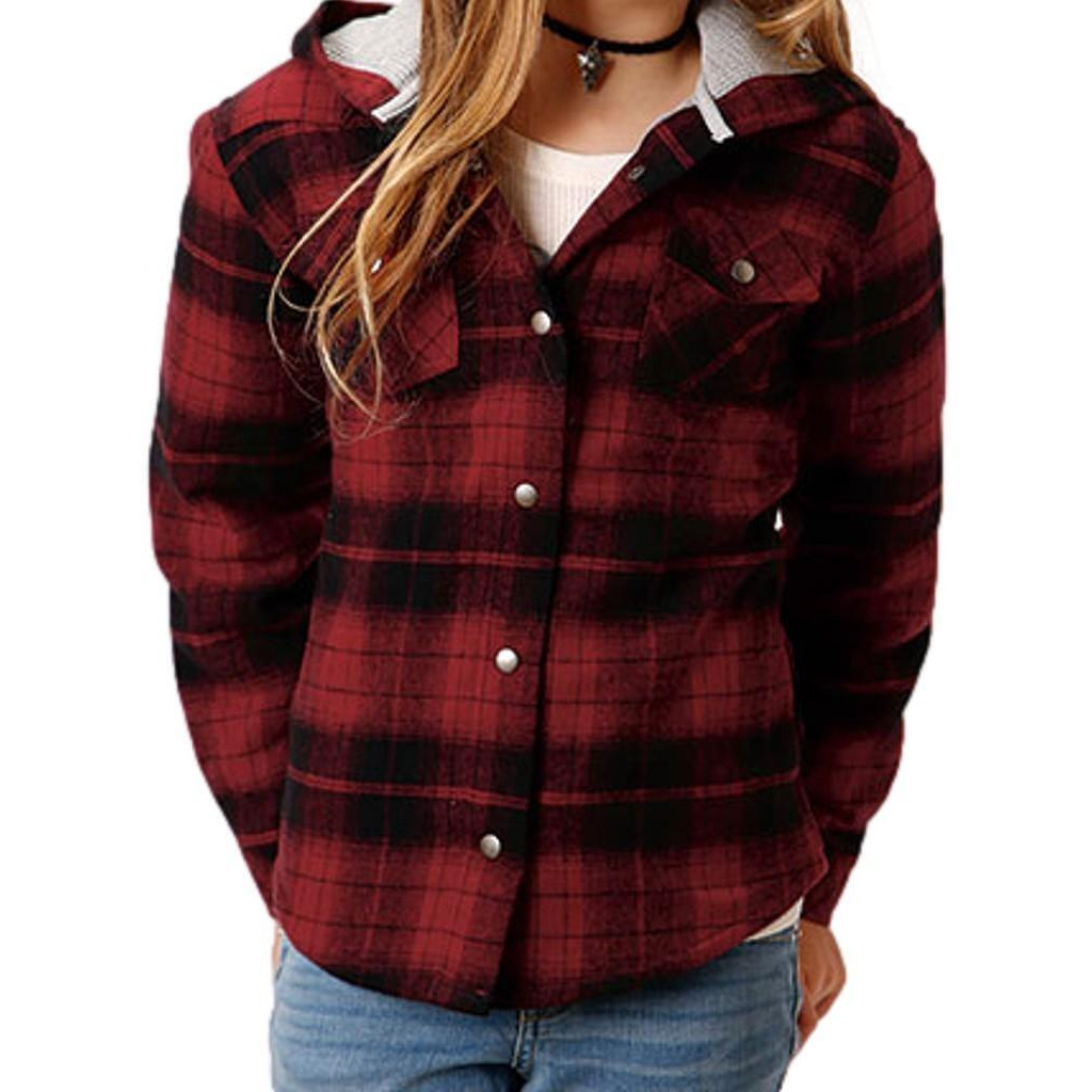 Roper Western Jacket Girls Flannel Plaid Red 03-298-0119-2691 RE