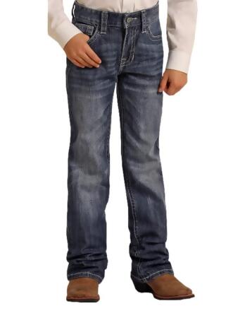 Rock & Roll Western Denim Jeans Boys Bootcut Dark Vintage BB_3482 