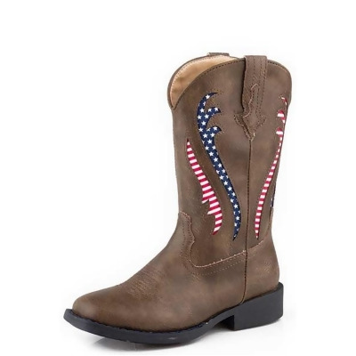 Roper Western Boots Boys Square Liberty Flag Brown 09-119-1224-3120 BR 