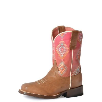 Roper Western Boots Girls Aztec Dakota Leather Tan 09-119-9991-0141 TA 