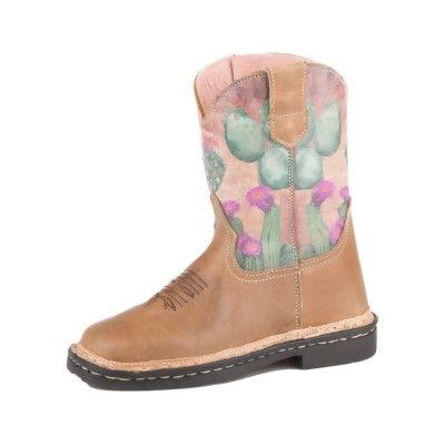 Roper Western Boots Girls Prickly Square Zip Tan 09-017-7023-1544 TA 