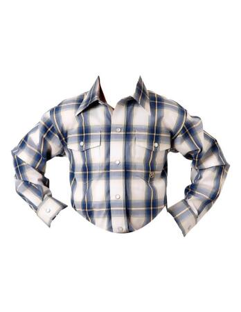 Roper Western Shirt Boys L/S Denim Plaid Blue 03-030-0278-2089 BU 