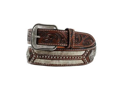 3D Western Belt Mens Calf Hair Inlay Studs Contrast Stitch D100013602