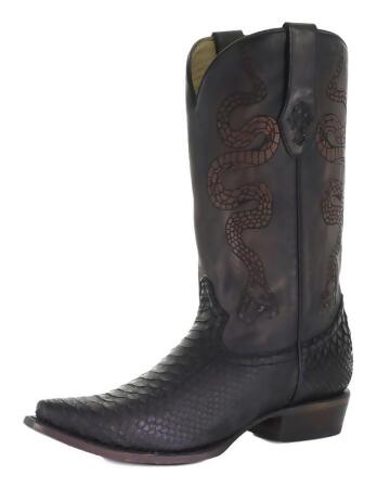 Corral Western Boots Mens Python Leather Engraved Snake Black C3552
