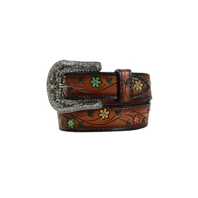 Angel Ranch Western Belt Girls Tooled Flowers Hand Painted D130002402 