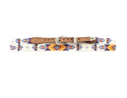 M&F Western Hat Band Beaded Southwest White Orange Blue Yellow 0251244