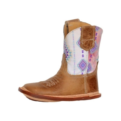 Roper Western Boots Girls Az Aztec Cowbabies Tan 09-016-7912-8494 TA 