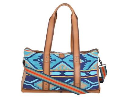 STS Ranchwear Western Duffel Bag Womens Leather Blue Serape