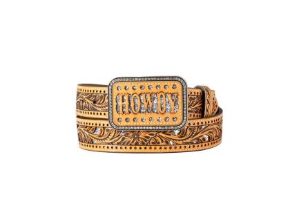 Angel Ranch Western Belt Womens Star Floral Howdy Buckle D140007008 