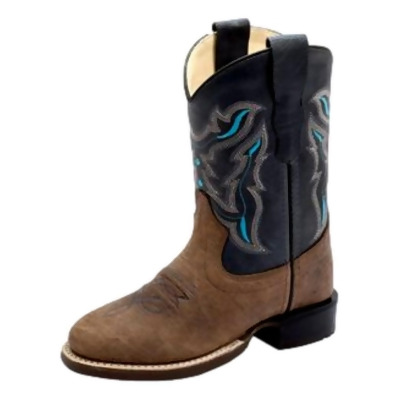 Old West Western Boots Boys Round Toe Welted Brown Blue BRC2015 