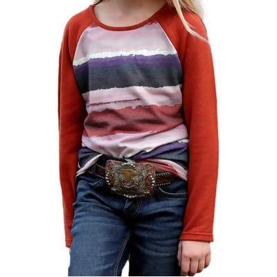 Cruel Girl Western Sweater Girls Raglan Stripe Print CTK3550008 