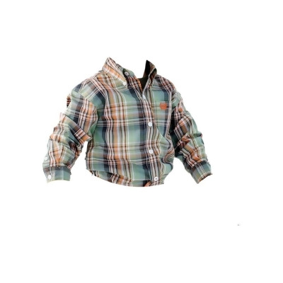 Cinch Western Shirt Boys Long Sleeve Plaid Button Green MTW7062296 