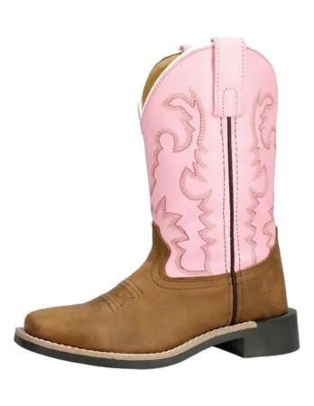 Smoky Mountain Western Boots Girls Addison Vintage Brown Pink 3312C 