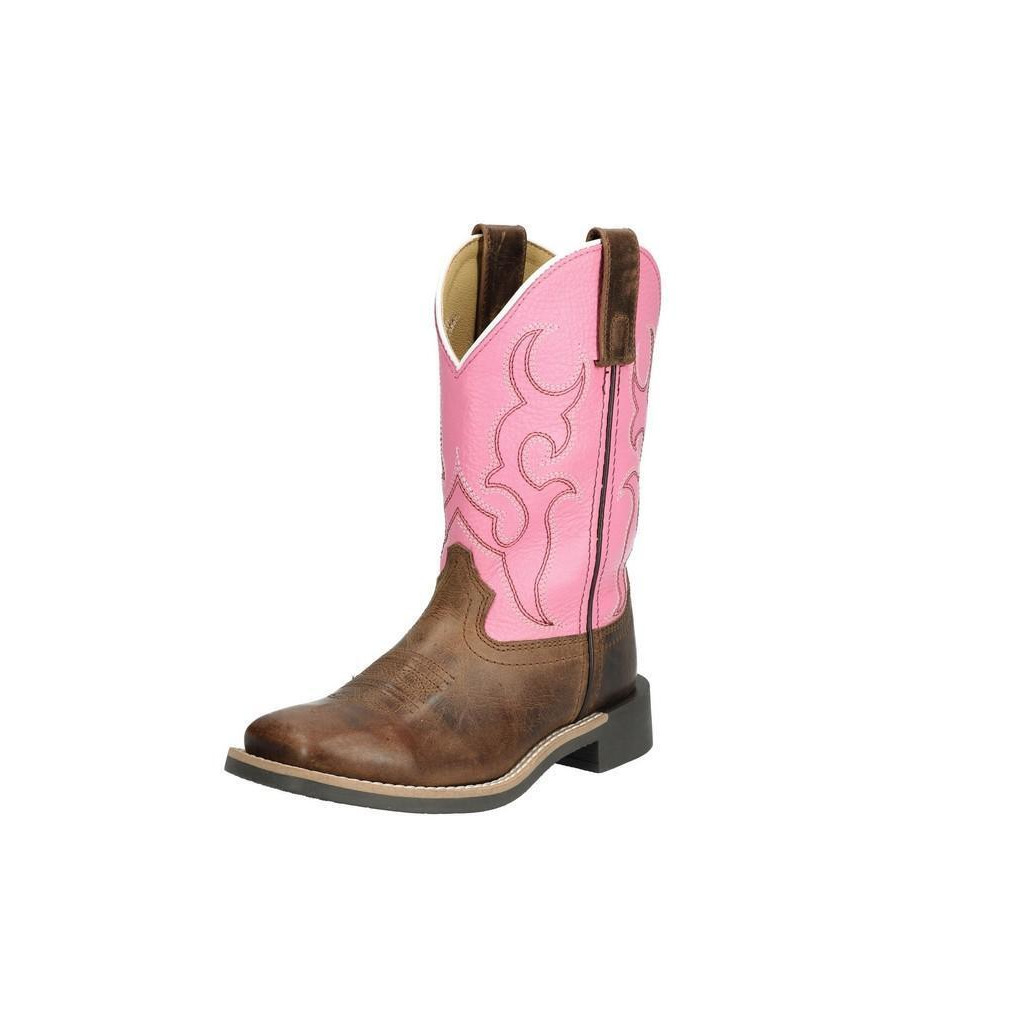 Smoky Mountain Western Boots Girls Jasmine Square Brown Oil Pink 3310C