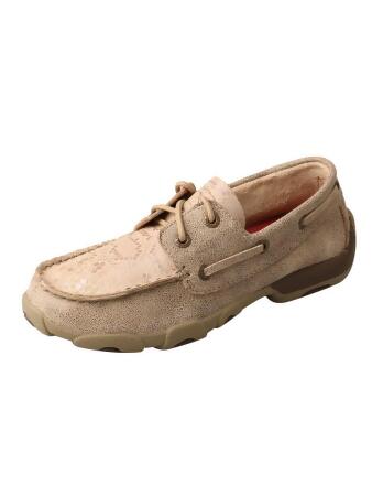 Twisted X Casual Shoes Boys Boat Leather Snake Print Tan YDM0042 