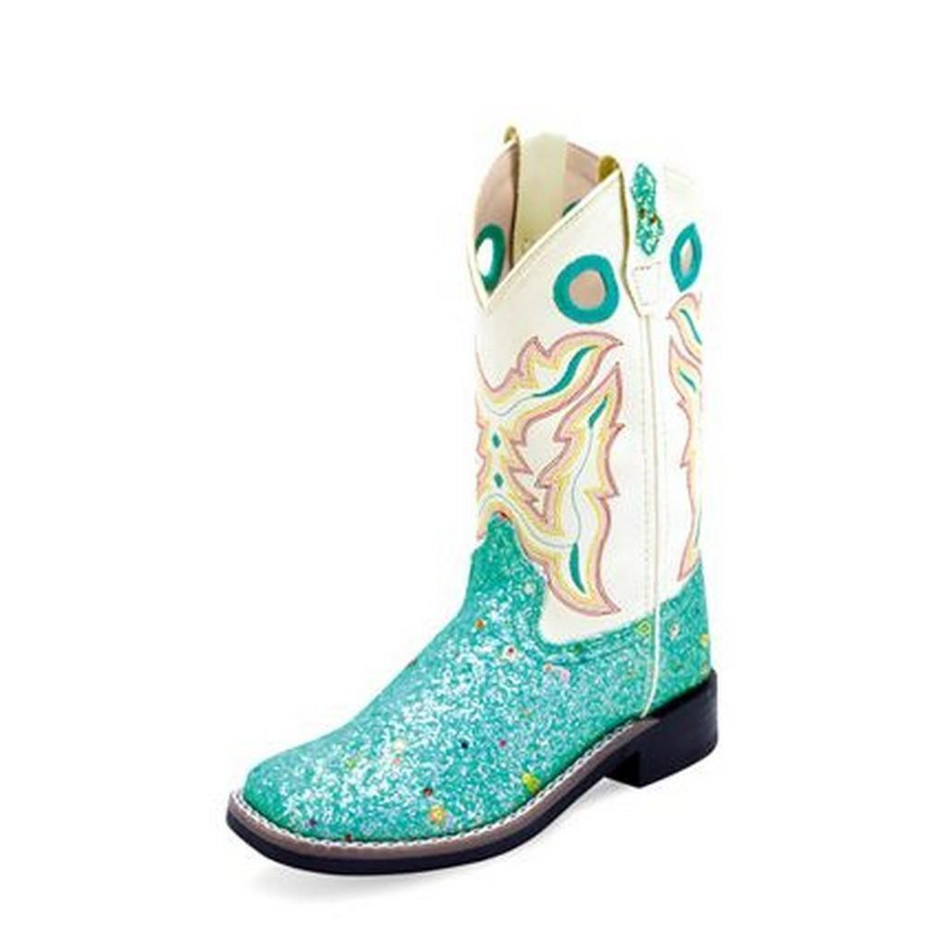 Old West Western Boots Girls Insoles Sparkle TPR Blue VB9186