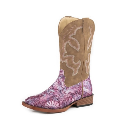 Roper Western Boots Girls Raya Square Pull On Pink 09-018-1901-3373 PI 