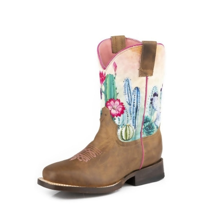 Roper Western Boots Girls Cacti Leather Tan 09-018-7022-8577 TA 