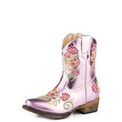 Roper Western Boots Girls Metallic Floral Pink 09-017-1566-3375 PI 