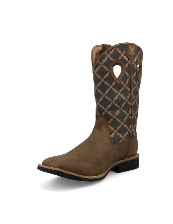 Twisted X Western Boots Kids Top Hand Canvas Leather Brown YTH0023 