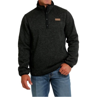 Cinch Western Sweater Mens Snap Leather Logo Charcoal MWK1534004 
