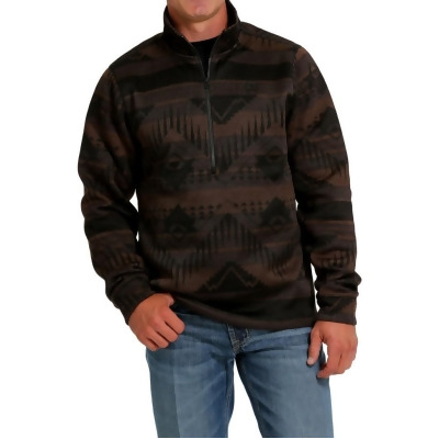 Cinch Western Sweater Mens 1/2 Zip Printed Logo Brown MWK1558005 
