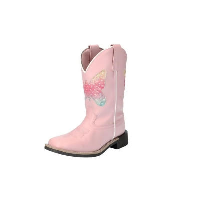 Smoky Mountain Western Boots Girls Chloe Square Toe Pull On Pink 3308Y 