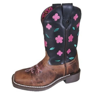 Smoky Mountain Western Boots Girls Dogwood Leather Flower Brown 3085C 