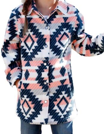 Cruel Girl Western Jacket Girls Fleece Snap Aztec Pink CWJ8820001 