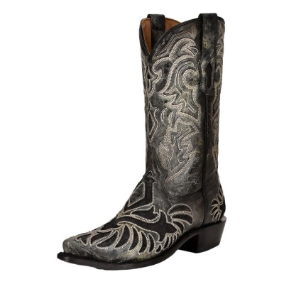 Corral Western Boots Mens Python Inlay Embroidery Snip Toe Black A4351 
