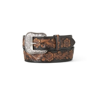 Ariat Western Belt Womens Hand Tooled Floral Antique Buckle A15656107 
