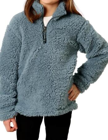 Roper Western Sweatshirt Girls Solid Fleece Blue 03-298-0250-6196 BU 