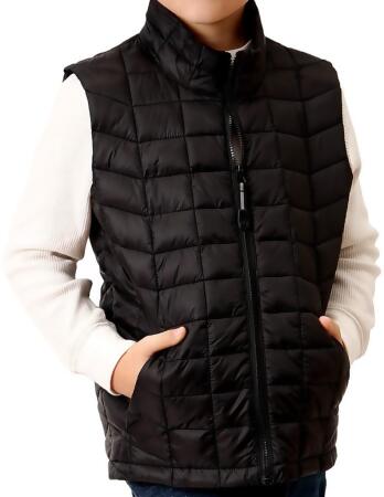 Roper Western Vest Boys Quilted Zip Black 03-397-0695-6186 BL