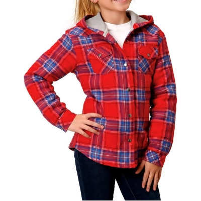 Roper Western Jacket Girls Flannel Snap Hood Red 03-298-0119-2697 RE 