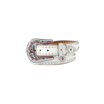 Nocona Western Belt Womens Floral Embossed Scalloped White N320005505 