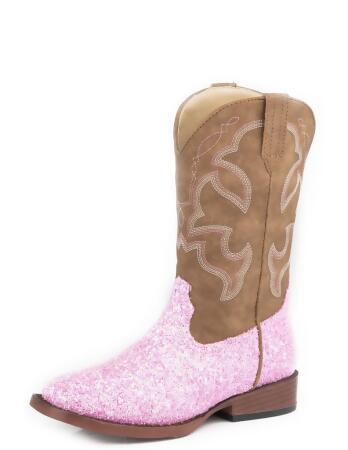 Roper Western Boots Girls Glitter Sparkle Pink 09-119-0191-3377 PI 