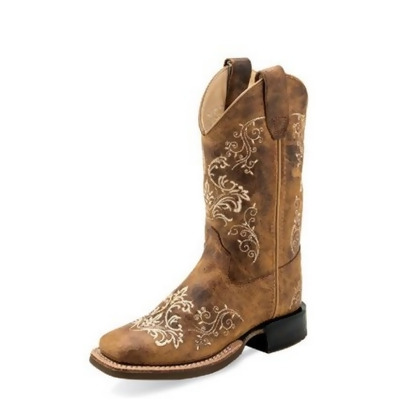 Old West Western Boots Girls Fancy Stitch Floral Brown BSC1958 