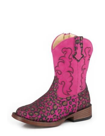 Roper Western Boots Girls Glitter Zip Pink 09-017-1901-3362 PI 