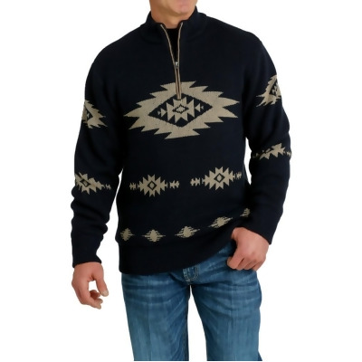 Cinch Western Sweater Mens Aztec 1/4 Zip Trim Navy MWK1560003 