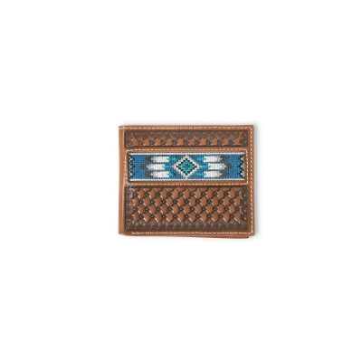 Ariat Western Wallet Mens Bifold Southwest Inlay Emboss Brown A3560402 