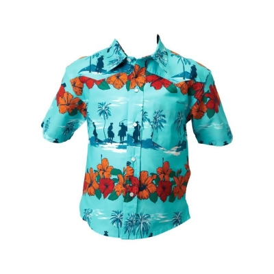Roper Western Shirt Boys S/S Hawaiian Snap Blue 03-031-0064-0318 BU 