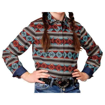 Roper Western Shirt Girls Aztec Stripe L/S Red 03-080-0067-0321 RE 